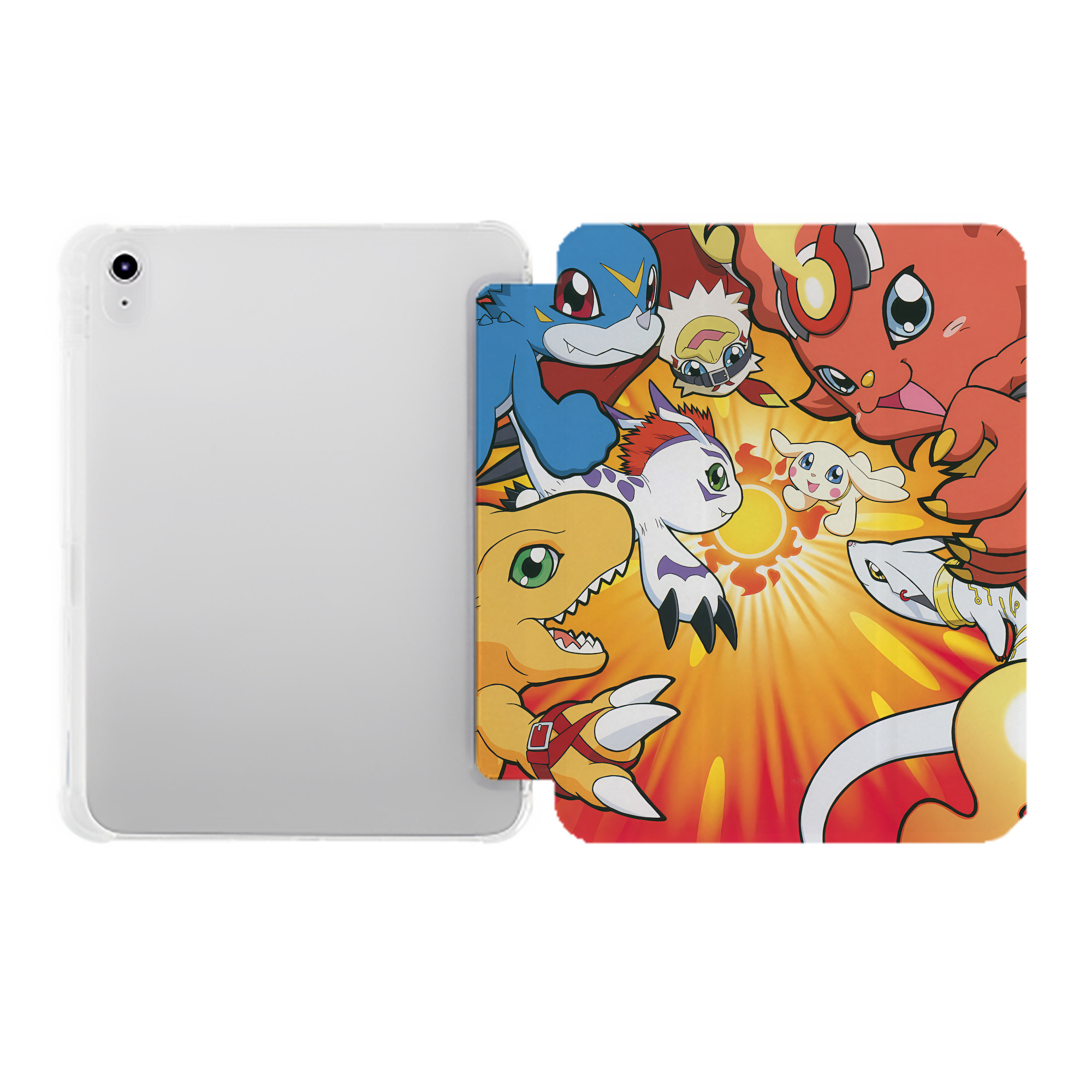 （画像用） Digimon デジタルモンスター/デジモン IPad ケース ペン収納付き 三つ折りスタンド PUレザー×シリコン 対応機種9.5/10.5/10.9インチ